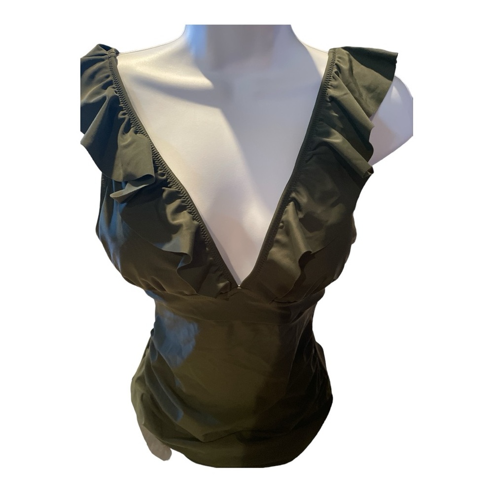 Olive Ruffle One-Piece Swimsuit